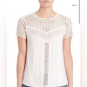 Diane von Furstenberg Lauryn White Lace Top Size Small EUC